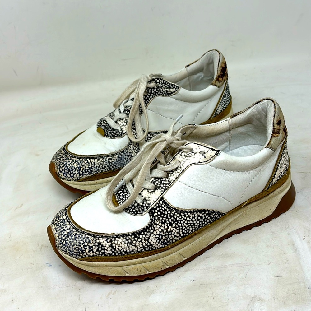 Madewell Leather Court Sneakers Spotted Calf Hair size 7.5 W